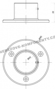 Ukončení kulatého madla 42,4 mm na stěnu