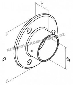 Ukončení kulatého madla 42,4 mm na stěnu