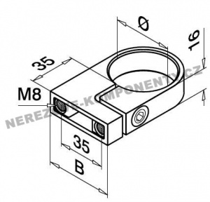 Objímka kulatého sloupku pr. 42,4 mm pro boční kotvení