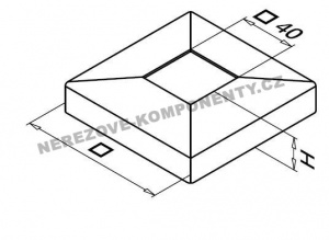 Krytka horního kotvení - hranatý sloupek zábradlí 40x40 mm