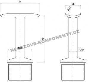 Držák madla - sloupek 42,4 mm (pevný - kulaté madlo)