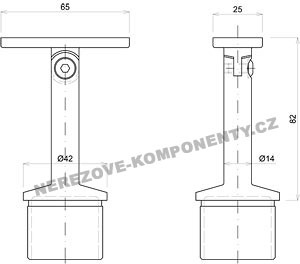 Držák madla - sloupek 42,4 mm (stavitelný HM)