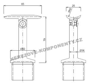 Držák madla - sloupek 42,4 mm (stavitelný KM)