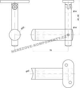 Držák madla mimo osu - sloupek 42,4 mm (stavitelný HM)