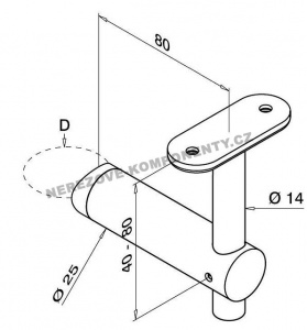 Držák madla mimo osu - sloupek 42,4 mm (stavitelný HM)