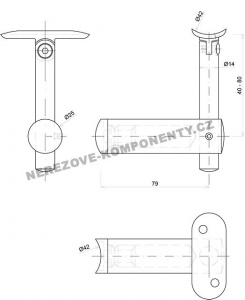 Držák madla mimo osu - sloupek 42,4 mm (stavitelný KM)