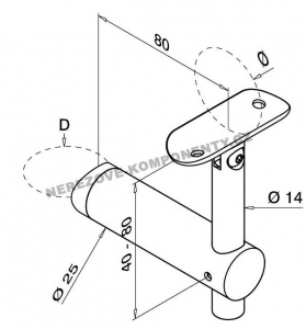 Držák madla mimo osu - sloupek 42,4 mm (stavitelný KM)