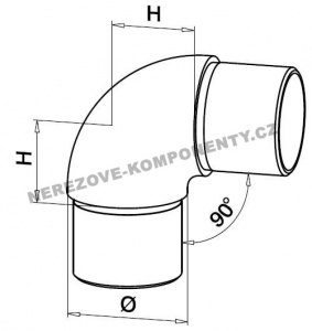 Spojka nerezového madla 42,4 mm - 90 st. (koleno)