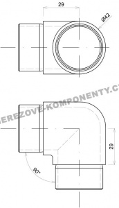 Spojka nerezového madla 42,4 mm - 90 st. (zaoblená)