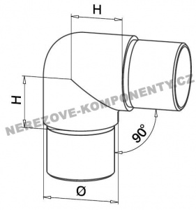 Spojka nerezového madla 42,4 mm - 90 st. (zaoblená)