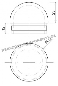 Koncovka nerezového madla 42,4 mm - půlkulatá