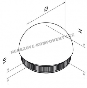 Koncovka nerezového madla 42,4 mm - půlkulatá