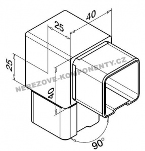 Spojka nerezového madla 40x40 mm - 90 st.