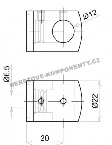 Držák nerezového prutu 12 mm - průběžný HS