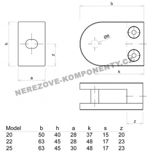 Držák skla kulatý - model 22 HS