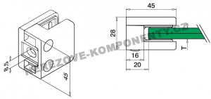 Držák skla hranatý - model 21 HS