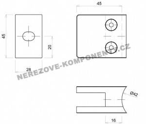 Hranatý držák skla zábradlí - model 21 KS