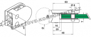 KULATÝ DRŽÁK SKLA ZÁBRADLÍ - MODEL 22 KS